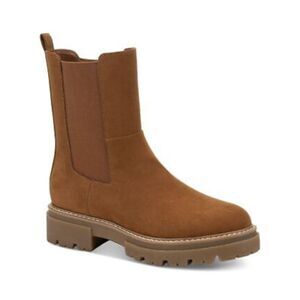 SUN STONE Womens Cognac Brown 1" Platform Burklee Toe Block Heel Booties 11 M